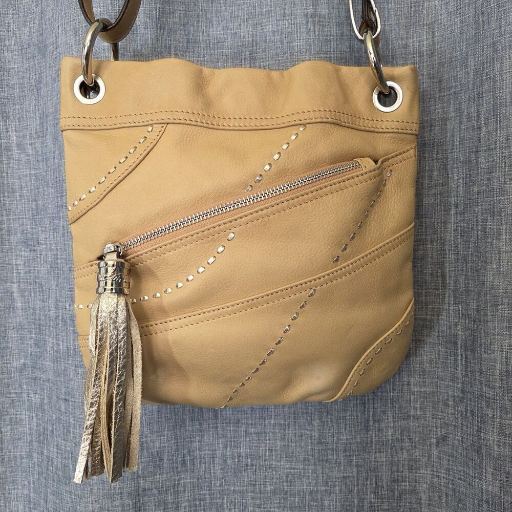 RARE B. Makowsky Crossbody Shoulder Bag Boho Style Camel Leather